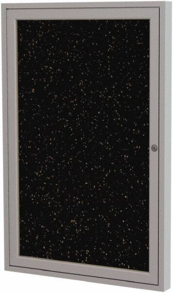 Ghent - 24" Wide x 18" High Enclosed Cork Bulletin Board - Rubber, Tan Speckled - Benchmark Tooling