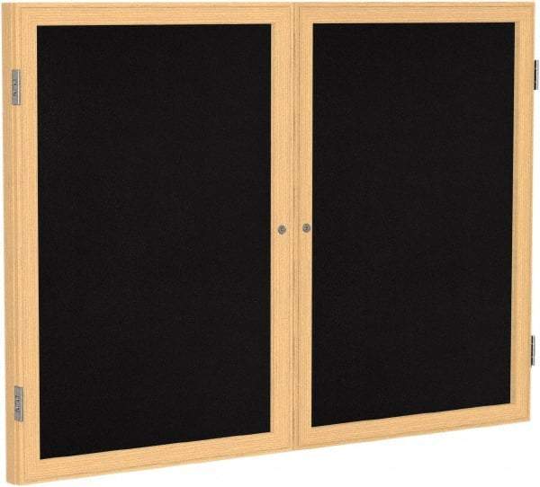 Ghent - 48" Wide x 36" High Enclosed Cork Bulletin Board - Rubber, Black - Benchmark Tooling