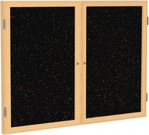 Ghent - 48" Wide x 36" High Enclosed Cork Bulletin Board - Rubber, Tan Speckled - Benchmark Tooling