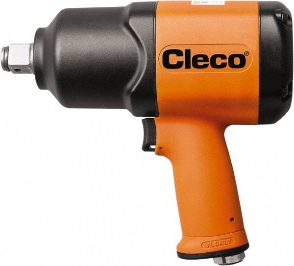 Cleco - 1/2" Drive, 8,000 RPM, 800 Ft/Lb Torque Impact Wrench - Pistol Grip Handle, 1,250 IPM, 64 CFM, 90 psi, 1/4" NPT Inlet - Benchmark Tooling