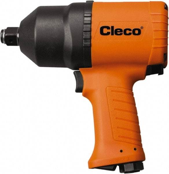 Cleco - 1/2" Drive, 9,000 RPM, 850 Ft/Lb Torque Impact Wrench - Pistol Grip Handle, 1,200 IPM, 69 CFM, 90 psi, 1/4" NPT Inlet - Benchmark Tooling