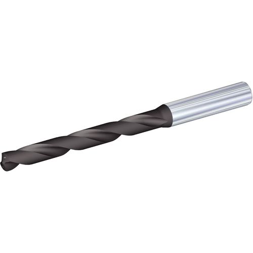 1.2 mm Dia. × 4 mm Shank × 12 mm Flute Length × 58 mm OAL, 140°, TiAlN, Coolant Thru, Round Solid Carbide Drill