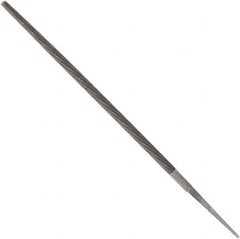 Anglo American - 14" Long, Second Cut, Round American-Pattern File - Double Cut, 0.57" Overall Thickness, Tang - Benchmark Tooling