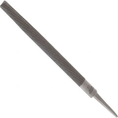 Anglo American - 14" Long, Smooth Cut, Half Round American-Pattern File - Double Cut, 0.37" Overall Thickness, Tang - Benchmark Tooling