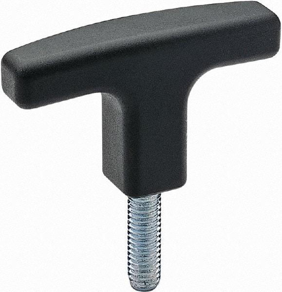 Elesa - 3-1/8" Head Length, Threaded Stem T Handle - Black - Benchmark Tooling