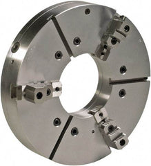 Bison - 3 Jaws, 32" Diam, Self Centering, Manual, Heavy Duty Oil Country Lathe Chuck - A2-20 Mount Spindle, Adjustable, 1,080 Max RPM, 12-1/2" Through Hole Diam, Forged Steel - Benchmark Tooling