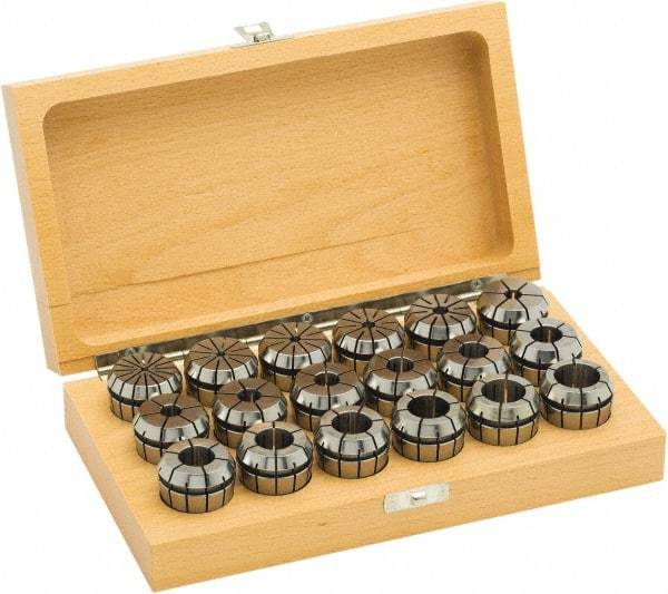 Parlec - 18 Piece, 3mm to 20mm Capacity, ER Collet Set - 0.0002" TIR, Increments of 0.0394", Series ER32 - Exact Industrial Supply