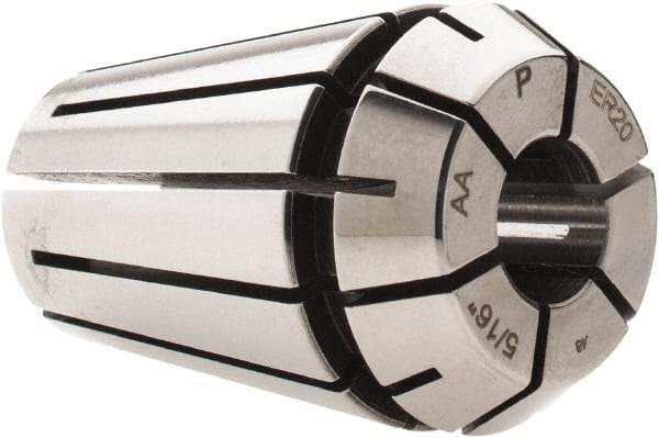 Parlec - 5/16" ER20 Collet - 0.0002" TIR, 1.24" OAL, 0.827" Overall Diam - Exact Industrial Supply