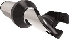 Allied Machine and Engineering - Series 18, 18 to 19.99mm Diam, 25mm Diam Straight Shank with Flange, Helical Flute Spade Drill - 22mm Max Depth, 56mm Body Length, 111.9mm OAL, Short Length, Through Coolant - Benchmark Tooling