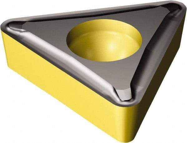 Sandvik Coromant - TCMT21.51 UF Grade 4335 Carbide Turning Insert - TiCN/AI2O3/TiN Finish, 60° Triangle, 1/4" Inscr Circle, 3/32" Thick, 1/64" Corner Radius - Benchmark Tooling