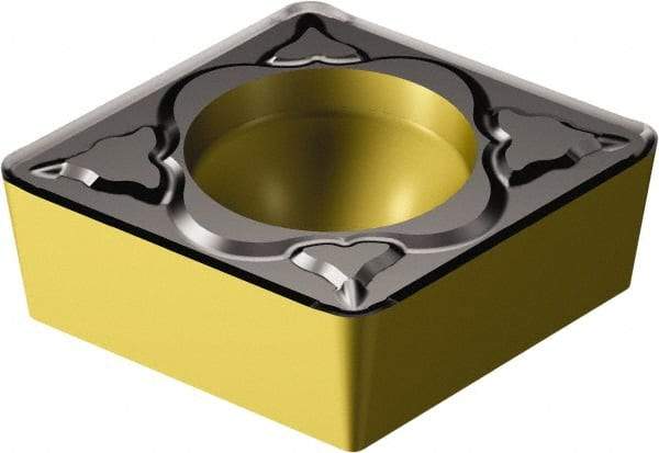 Sandvik Coromant - CCMT431 KM Grade 3225 Carbide Turning Insert - TiCN/AI2O3/TiN Finish, 80° Diamond, 1/2" Inscr Circle, 3/16" Thick, 1/64" Corner Radius - Benchmark Tooling