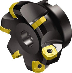 Sandvik Coromant - 160mm Cut Diam, 50.8mm Arbor Hole, 6mm Max Depth of Cut, 65° Indexable Chamfer & Angle Face Mill - 10 Inserts, R365-1505ZNE Insert, Right Hand Cut, Series CoroMill 365 - Benchmark Tooling