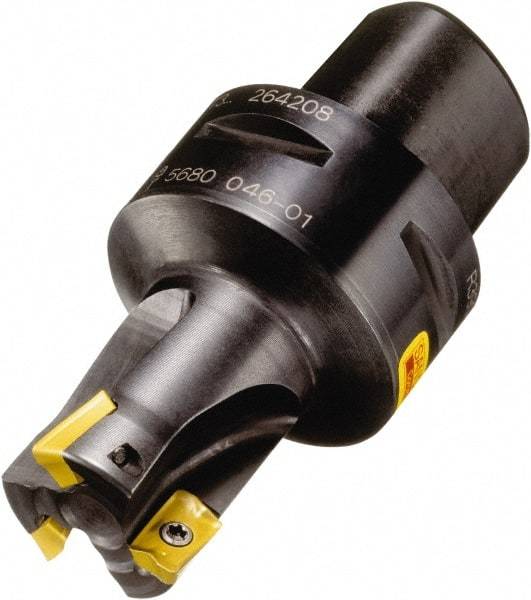 Sandvik Coromant - 5 Inserts, 63mm Cut Diam, 63mm Arbor Diam, 15.4mm Max Depth of Cut, Indexable Square-Shoulder Face Mill - 90° Lead Angle, 60mm High, R390-18.. Insert Compatibility, Through Coolant, Series CoroMill 390 - Benchmark Tooling