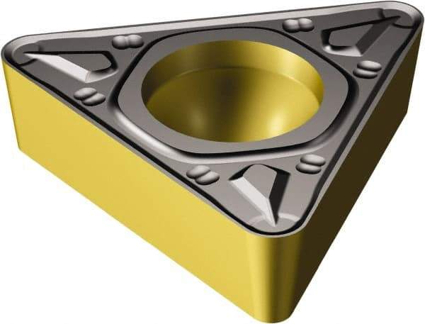 Sandvik Coromant - TCMT32.52 KR Grade 3225 Carbide Turning Insert - TiCN/AI2O3/TiN Finish, 60° Triangle, 3/8" Inscr Circle, 5/32" Thick, 1/32" Corner Radius - Benchmark Tooling