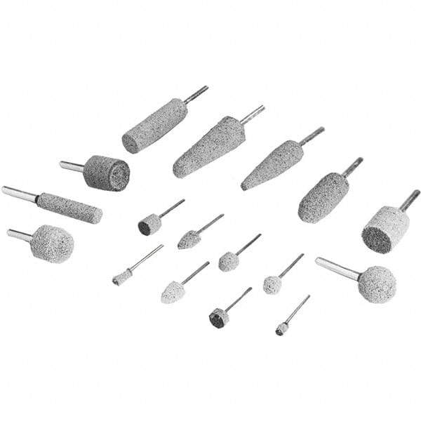 3M - 1" Head Diam x 1" Thickness, A21, Ball Nose End, Aluminum Oxide Mounted Point - Gray, Medium Grade, 34,500 RPM - Benchmark Tooling