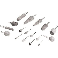 3M - 1/2" Head Diam x 1/2" Thickness, W185, Cylinder End, Aluminum Oxide Mounted Point - Gray, Medium Grade, 34,500 RPM - Benchmark Tooling