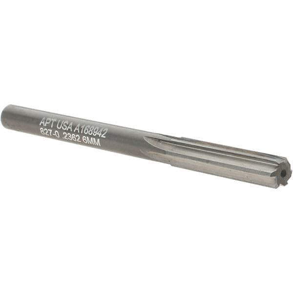 Alvord Polk - 6mm Solid Carbide 6 Flute Chucking Reamer - Straight Flute, Straight Shank, 1" Flute Length, 3" OAL - Benchmark Tooling