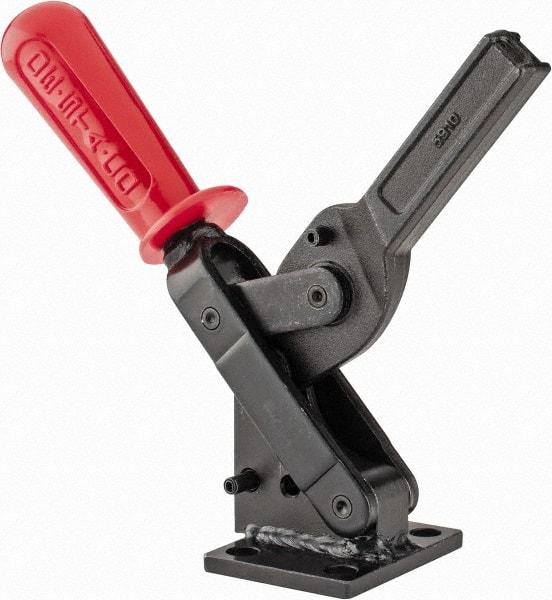 De-Sta-Co - 1,601 Lb Holding Capacity, Vertical Handle, Manual Hold Down Toggle Clamp - 71° Handle Movement, 132° Bar Opening, Solid Bar, Flanged Base, Oxide Finish, Forged Alloy Steel - Benchmark Tooling