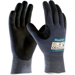 ‎44-3745/L Gloves for Cut Protection - MaxiCut Ultra - Blue Eng Yarn - Black MicroFoam Nitrile Coating - A3/EN5