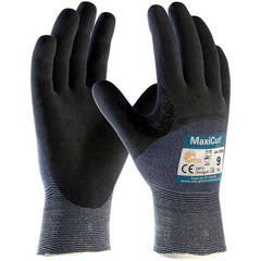 ‎44-3755/S Gloves for Cut Protection - MaxiCut Ultra - Blue 15G Eng Yarn - Black 3/4 Dip MicroFoam Nitrile - A3