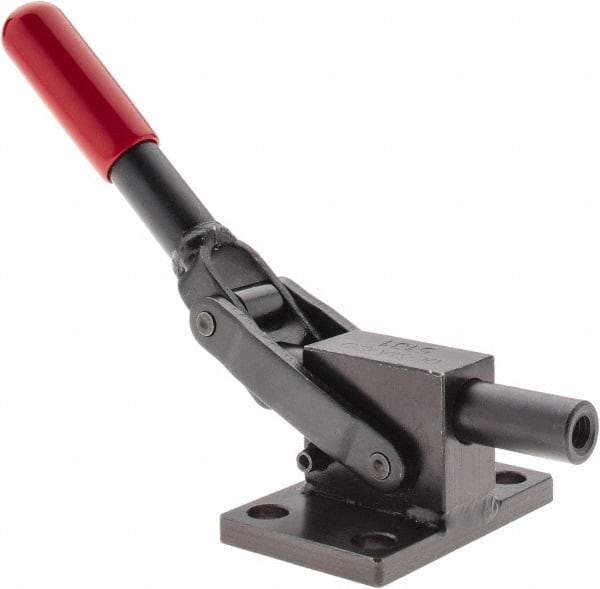 De-Sta-Co - 2,499.88 Lb Load Capacity, Flanged Base, Carbon Steel, Standard Straight Line Action Clamp - 4 Mounting Holes, 0.34" Mounting Hole Diam, 0.51" Plunger Diam, Straight Handle - Benchmark Tooling