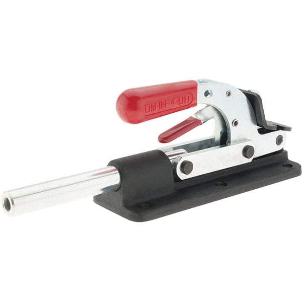 De-Sta-Co - 7,508.62 Lb Load Capacity, Flanged Base, Carbon Steel, Standard Straight Line Action Clamp - 6 Mounting Holes, 0.41" Mounting Hole Diam, 0.87" Plunger Diam, Straight Handle - Benchmark Tooling