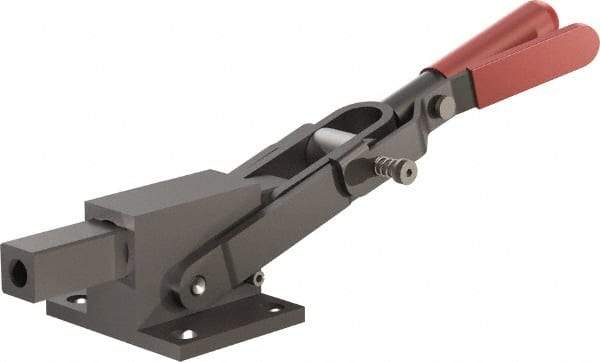 De-Sta-Co - 5,800.07 Lb Load Capacity, Flanged Base, Carbon Steel, Standard Straight Line Action Clamp - 4 Mounting Holes, 0.41" Mounting Hole Diam, 0.41" Plunger Diam, Straight Handle - Benchmark Tooling