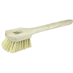 20″ Utility Scrub Brush, White Tampico Fill, Long Handle, Wood Block - Benchmark Tooling