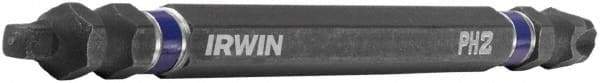 Irwin - #2" Square Size Phillips/Square Screwdriver Bit - 1/4" Hex Drive, 4" OAL - Benchmark Tooling