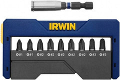 Irwin - 10 Piece, 1/4" Drive Screwdriver Insert Hex Bit Set - #1, #2 & #3 Phillips - Benchmark Tooling