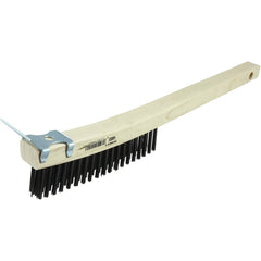 Hand Wire Scratch Brush w/Scraper, .012 Steel Fill, Curved Handle, 3 × 19 Rows - Benchmark Tooling