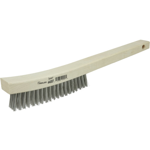 Hand Wire Scratch Brush, .012 Stainless Steel Fill, Curved Handle, 4 × 18 Rows - Benchmark Tooling