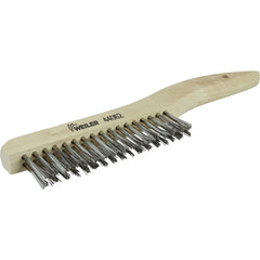 Hand Wire Scratch Brush. .012 Stainless Steel Fill, Shoe Handle, 2 × 17 Rows - Benchmark Tooling