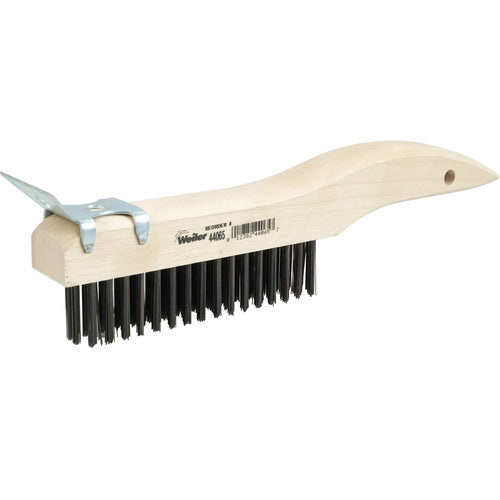 Hand Wire Scratch Brush w/Scraper, .012 Steel Fill, Shoe Handle, 4 × 16 Rows - Benchmark Tooling