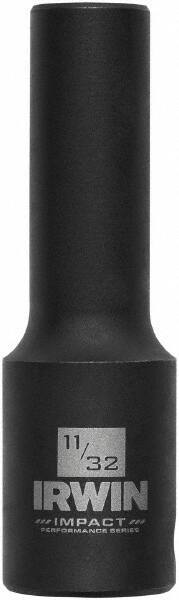 Irwin - 3/8" Drive 11/32" Deep Thin Wall Impact Socket - 6 Points, 2-1/2" OAL - Benchmark Tooling