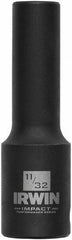 Irwin - 3/8" Drive 11/32" Deep Thin Wall Impact Socket - 6 Points, 2-1/2" OAL - Benchmark Tooling