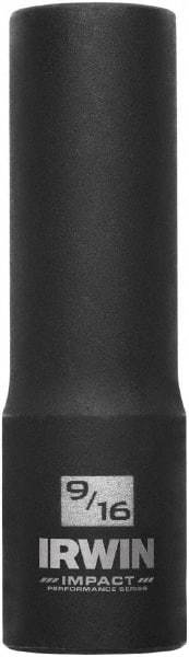 Irwin - 1/2" Drive 9/16" Deep Thin Wall Impact Socket - 6 Points, 3-1/4" OAL - Benchmark Tooling