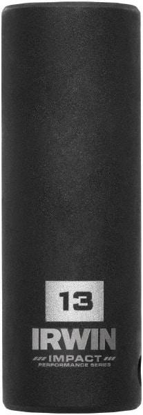 Irwin - 3/8" Drive 13mm Deep Thin Wall Impact Socket - 6 Points, 2-1/2" OAL - Benchmark Tooling