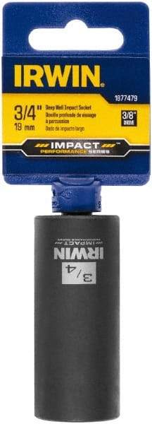 Irwin - 3/8" Drive 3/4" Deep Thin Wall Impact Socket - 6 Points, 2-1/2" OAL - Benchmark Tooling