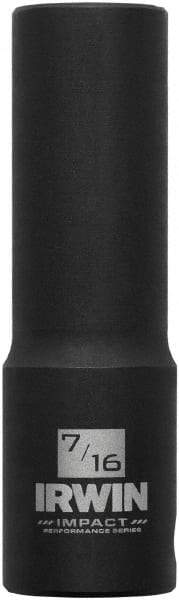 Irwin - 3/8" Drive 7/16" Deep Thin Wall Impact Socket - 6 Points, 2-1/2" OAL - Benchmark Tooling