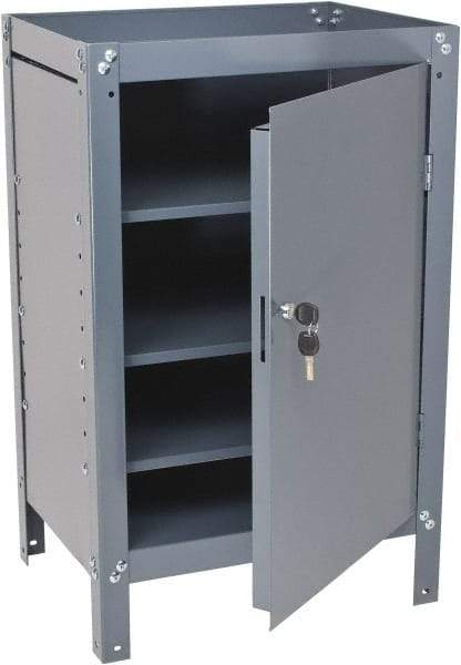 Value Collection - 3 Shelf Combination Storage Cabinet & Work Table - Gray, 21" Wide x 34" High - Benchmark Tooling