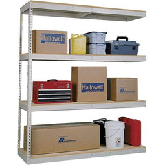 Hallowell - 4 Shelf Add-On Open Steel Shelving - 750 Lb Capacity, 48" Wide x 84" High x 24" Deep, Tan - Benchmark Tooling