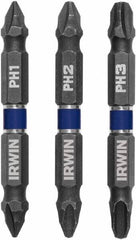 Irwin - 3 Piece, Phillips Handle, Double End Bit Set - No. 1 to No. 3 Phillips - Benchmark Tooling