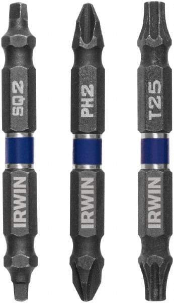 Irwin - 3 Piece, Screwdriver Double End Bit Set - T25 Torx, #2 Square Recess - Benchmark Tooling