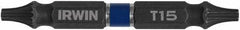 Irwin - T15 x T15 D/E Torx Screwdriver Bit - 1/4" Hex Drive, 2-3/8" OAL - Benchmark Tooling