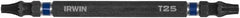 Irwin - T20 x T25 D/E Torx Screwdriver Bit - 1/4" Hex Drive, 4" OAL - Benchmark Tooling