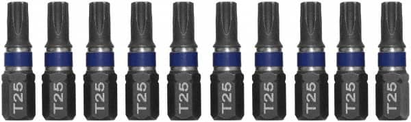 Irwin - 1/4" Drive T25 Torx Screwdriver Bit - 1" OAL, Insert Bit - Benchmark Tooling