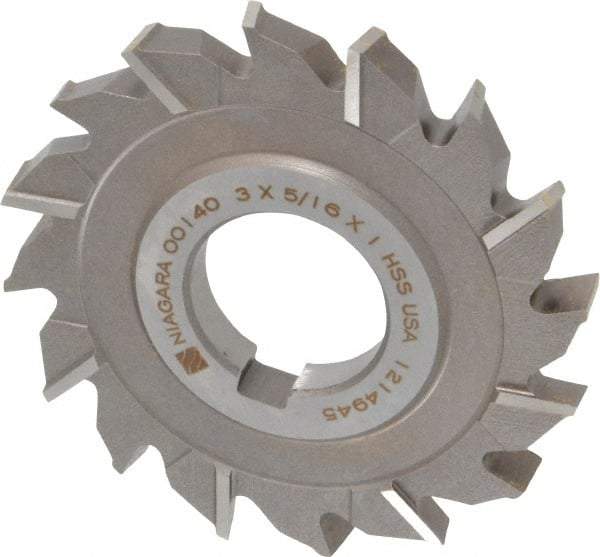 Keo - 3" Diam x 5/16" Width of Cut, 16 Teeth, High Speed Steel Side Milling Cutter - Staggered Teeth, Uncoated - Benchmark Tooling