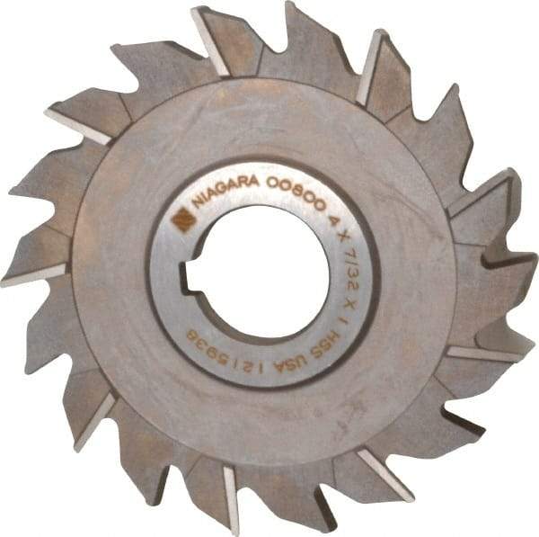 Keo - 4" Diam x 7/32" Width of Cut, 18 Teeth, High Speed Steel Side Milling Cutter - Staggered Teeth, Uncoated - Benchmark Tooling