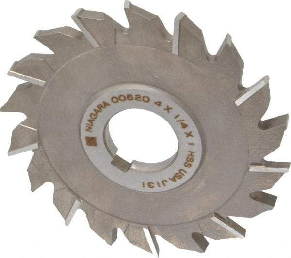 Keo - 4" Diam x 1/4" Width of Cut, 18 Teeth, High Speed Steel Side Milling Cutter - Staggered Teeth, Uncoated - Benchmark Tooling